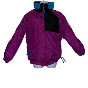 Vintage Columbia Sportswear Ski Coat Big Girls L 12 14 Purple Teal Hooded Snow